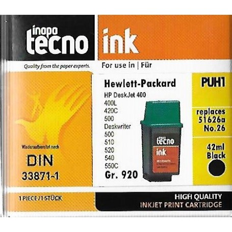 Inapa Tecno HP 26 - Cartouche d'impression noir 42ml (51626AE)