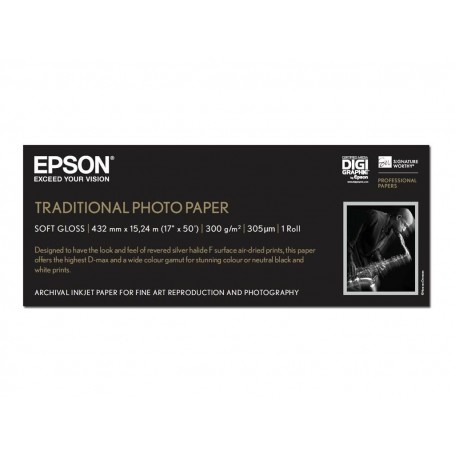 Epson Traditionnel Photo Paper 300gr 0,432 (17") x 15m (Ø3") | C13S045054