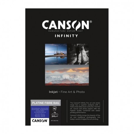 Canson Infinity Platine Fibre Rag 310Gr/m² A4 (0,210 x 0,297) 25 feuilles